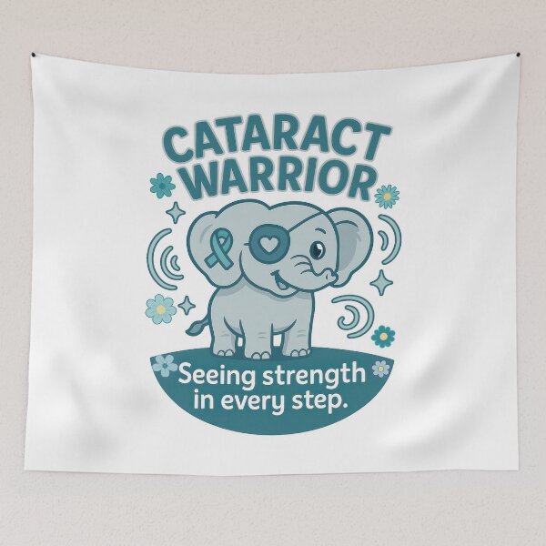 Item preview, Cataract Warrior – Cute Elephant Vision Loss Support designed and sold by Eyepatch-Jacks.