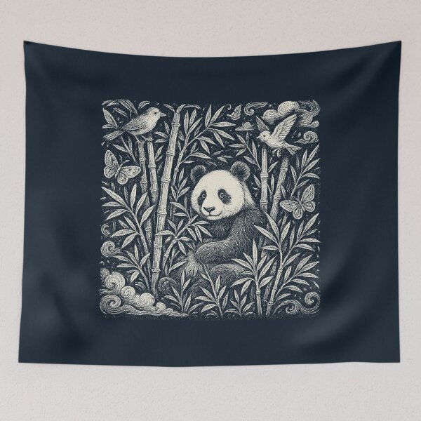 Item preview, Panda Bamboo Forest Birds Butterflies designed and sold by EdvvinStudios.