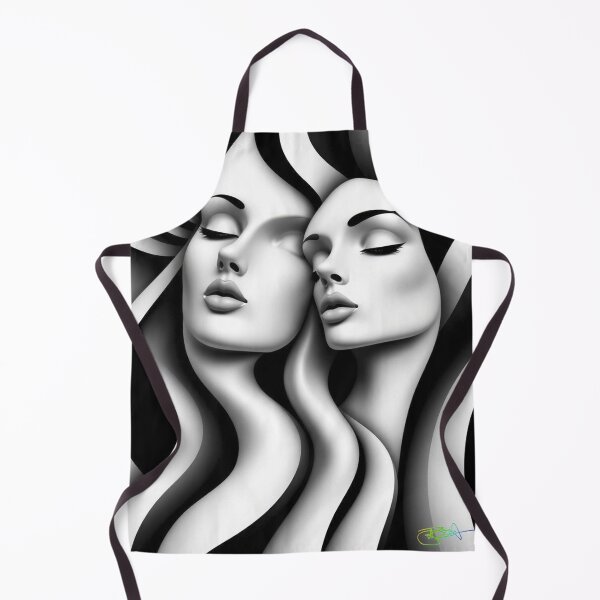 Item preview, Illusion of Grace - Dual Flowing Faces Black & White Art designed and sold by Benito Del Ray.