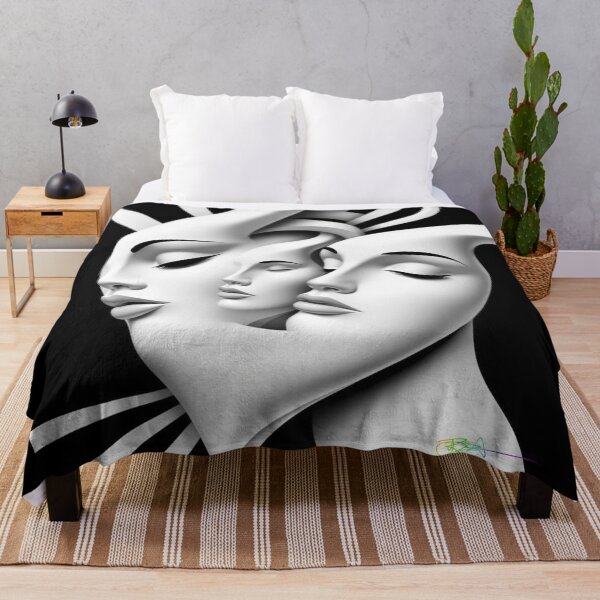 Item preview, Symmetry of Souls - Black & White Surreal Faces Art designed and sold by Benito Del Ray.
