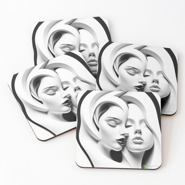 Item preview, Echoes in Contrast - Abstract Dual Portrait Op Art designed and sold by Benito Del Ray.