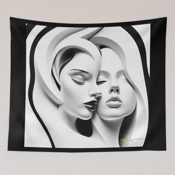 Item preview, Echoes in Contrast - Abstract Dual Portrait Op Art designed and sold by Benito Del Ray.