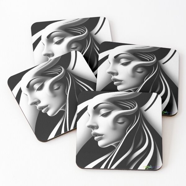 Item preview, Monochrome Muse - Abstract Woman Op Art Portrait designed and sold by Benito Del Ray.
