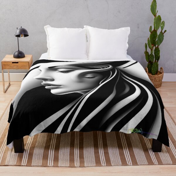 Item preview, Monochrome Muse - Abstract Woman Op Art Portrait designed and sold by Benito Del Ray.