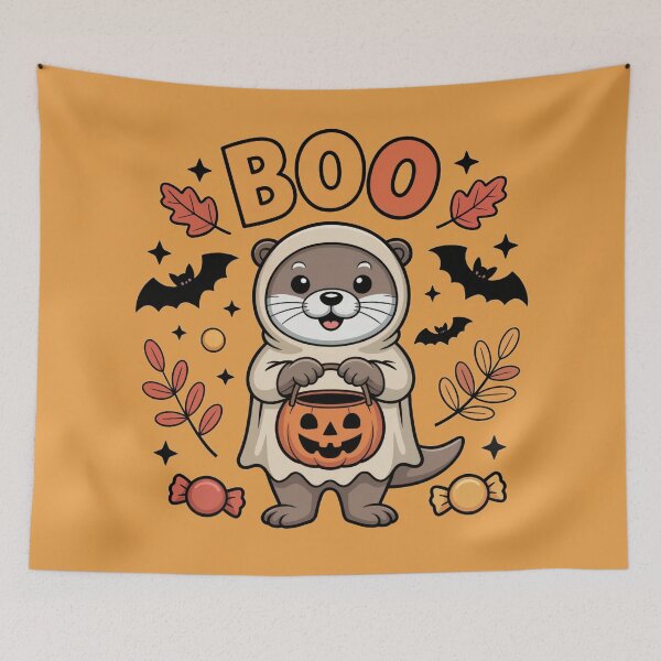 Item preview, Otter Says BOO – Cute Halloween Ghost Otter Design designed and sold by SoftStyleStudio ⭐⭐⭐.