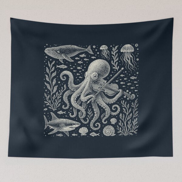 Item preview, Octopus Playing Violin Sea Life Music designed and sold by EdvvinStudios.