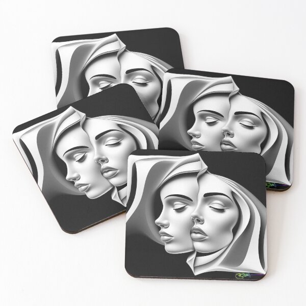 Item preview, Serene Illusion - Minimalist Dual Portrait Art designed and sold by Benito Del Ray.