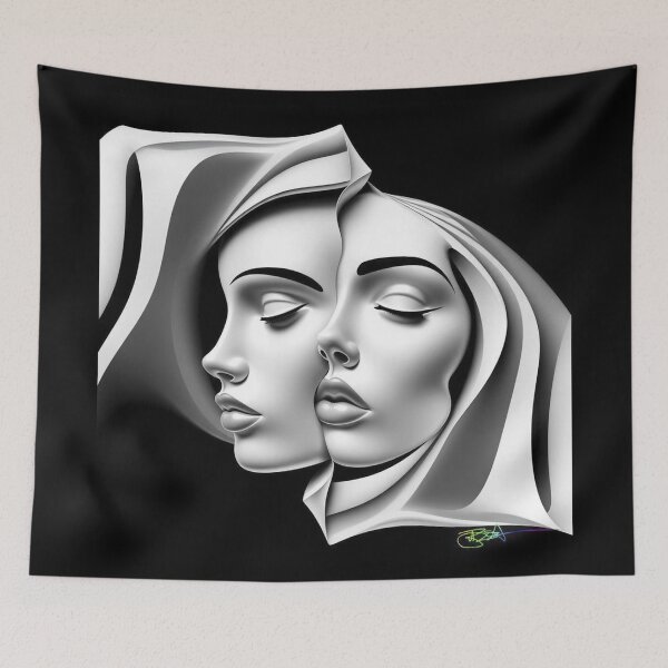 Item preview, Serene Illusion - Minimalist Dual Portrait Art designed and sold by Benito Del Ray.