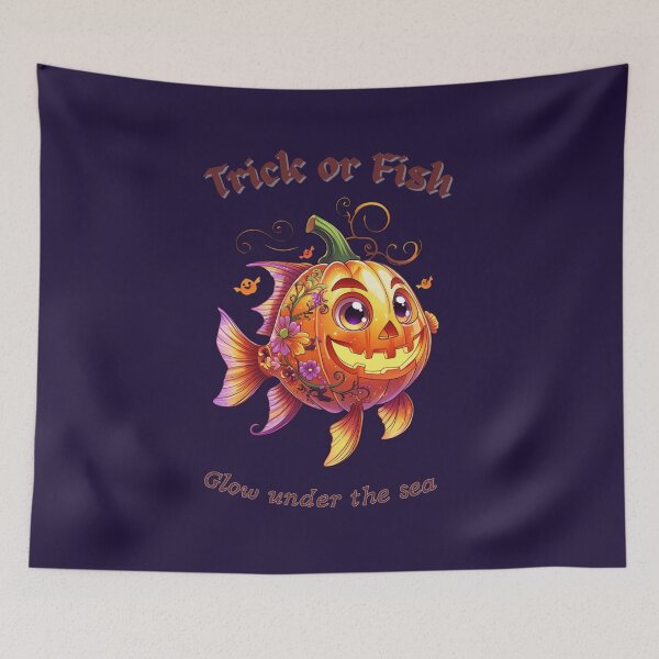 Item preview, Trick or Fish: Glow Under the Sea Halloween Pumpkin Fish designed and sold by DariaCraft.