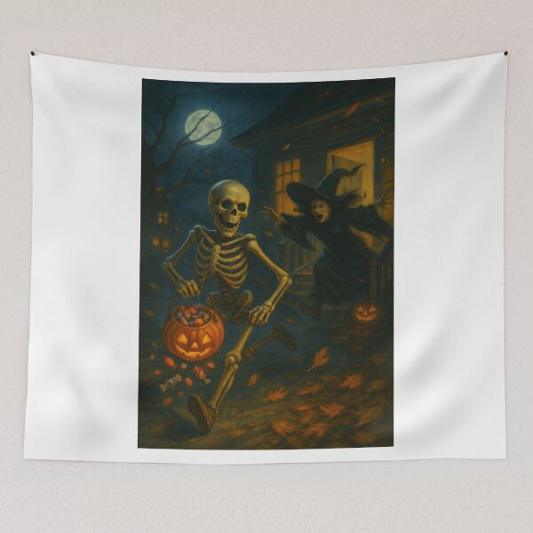 Item preview, Funny Halloween Art – Skeleton Candy Thief designed and sold by SavageTeamArt.