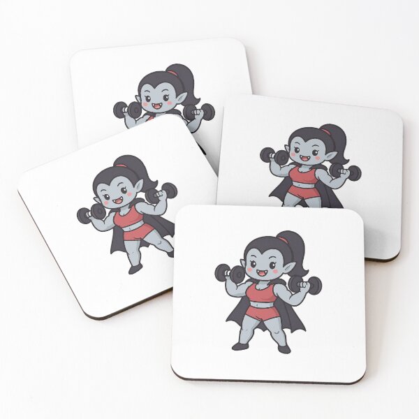Item preview, Kawaii Vampire Girl Lifting Dumbbells designed and sold by ChillDraws.