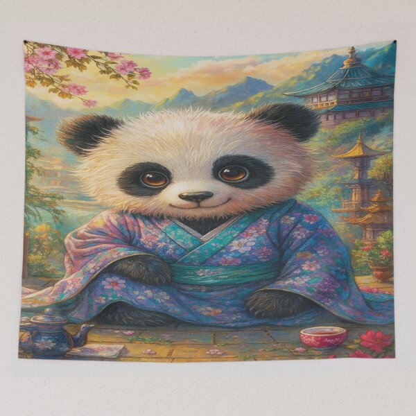 Item preview, Whimsical Panda Tea Ritual in Blossom Garden designed and sold by Mindful56.