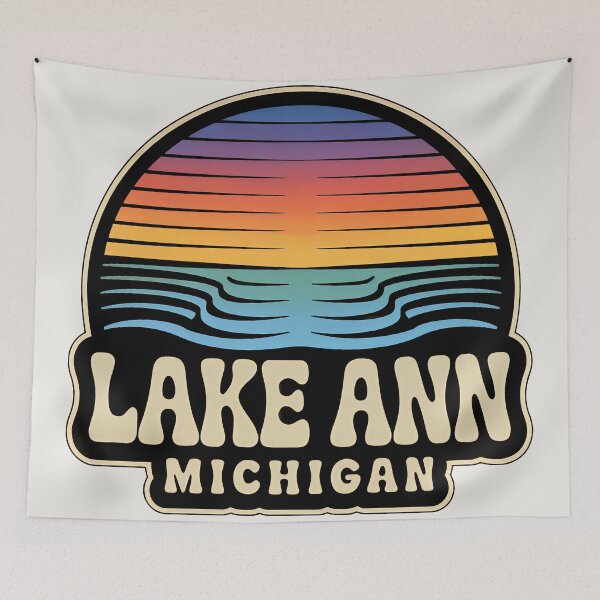Item preview, Lake Ann, Michigan Retro Sunset designed and sold by TheOldMittenIllustrated.