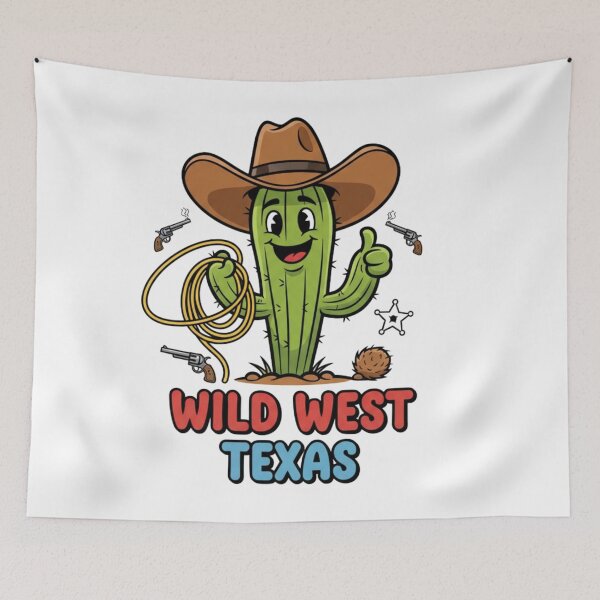 Artikelvorschau, Humorvoller Cartoon Texas – ein Kaktus mit Hut entworfen und verkauft von ViralVisionsCreating .