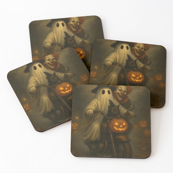 Item preview, Halloween Night Ride – Ghost, Cat & Clown designed and sold by SavageTeamArt.