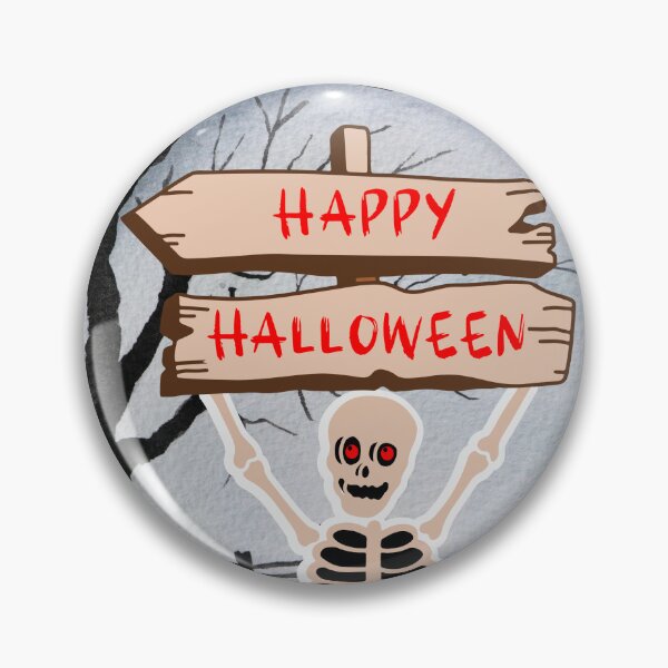 Item preview, Skeleton holding a Happy Halloween sign designed and sold by Marcia Motivos.