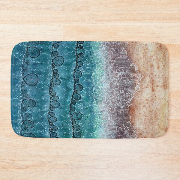 Item preview, Aqua Teal Coastal Beach and Waves Abstract Watercolour designed and sold by Tezoodle Art.