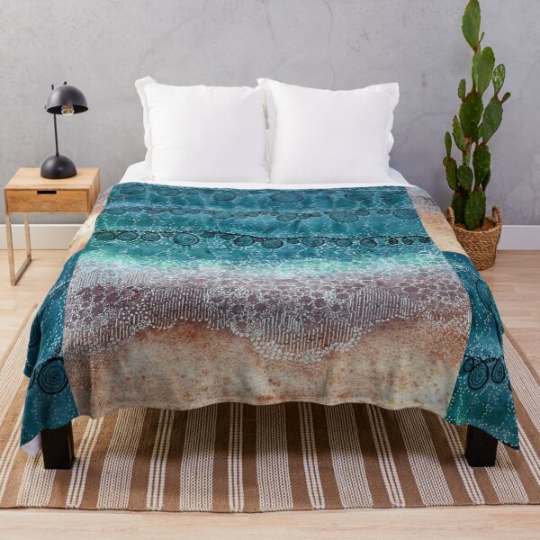 Item preview, Aqua Teal Coastal Beach and Waves Abstract Watercolour designed and sold by Tezoodle Art.