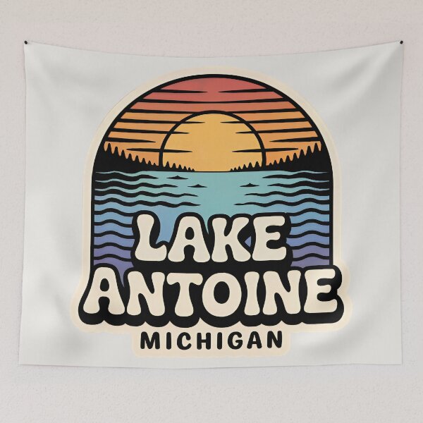 Item preview, Lake Antoine, Michigan Retro Sunset designed and sold by TheOldMittenIllustrated.
