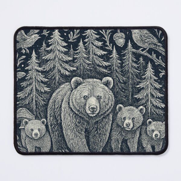 Item preview, Bear Family Forest Pine Trees Doodle designed and sold by EdvvinStudios.