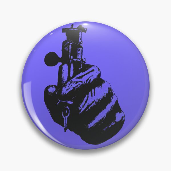 Item preview, Gloved hand holding tattoo machine, purple. designed and sold by TheTattooGuy.