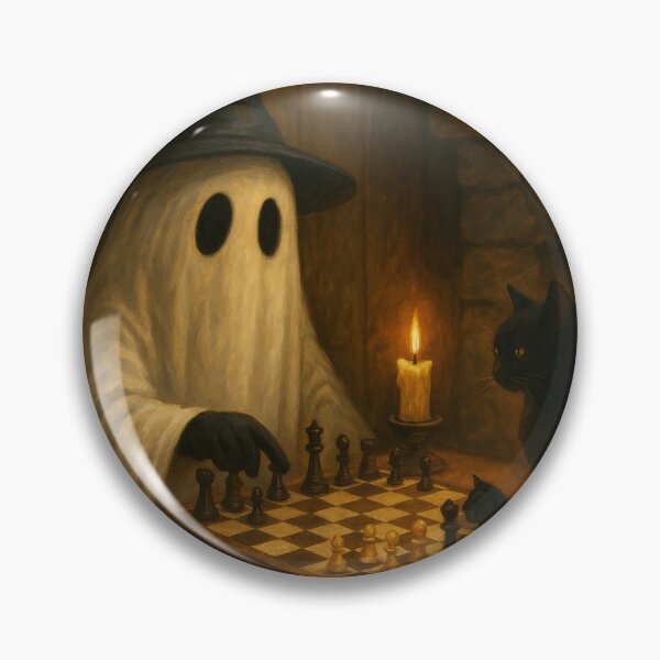 Item preview, Cozy Halloween Art – Ghost Playing Chess designed and sold by SavageTeamArt.