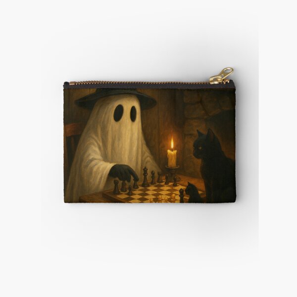 Item preview, Cozy Halloween Art – Ghost Playing Chess designed and sold by SavageTeamArt.