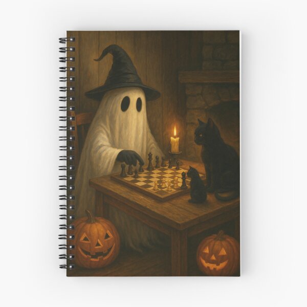 Item preview, Cozy Halloween Art – Ghost Playing Chess designed and sold by SavageTeamArt.
