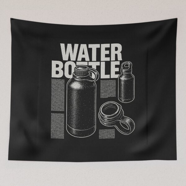 Item preview, Black and White Water Bottle Design  designed and sold by NichePicks.