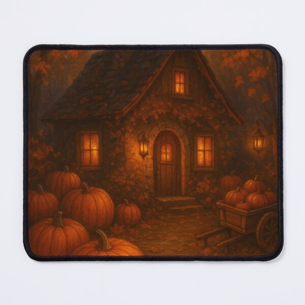 Item preview, Warm Autumn Pumpkin Cottage – Cozy Fall Evening designed and sold by Painted Moon by Luna Bee™.