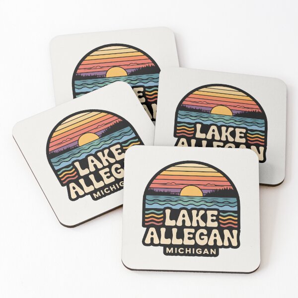 Item preview, Lake Allegan, Michigan Retro Sunset designed and sold by TheOldMittenIllustrated.