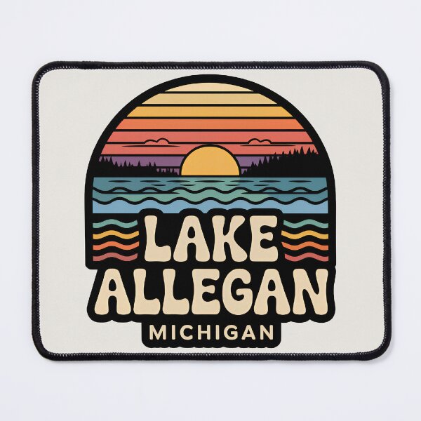 Item preview, Lake Allegan, Michigan Retro Sunset designed and sold by TheOldMittenIllustrated.