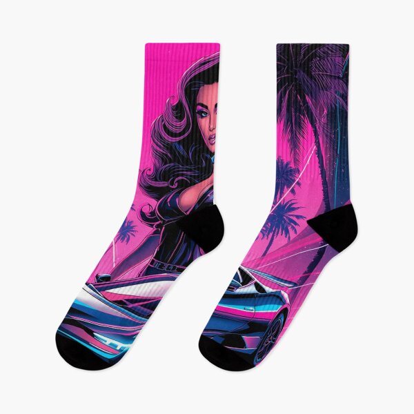 Item preview, Synthwave Retro 80s Neon Poster – Glamorous Woman & Car designed and sold by CapyToon.