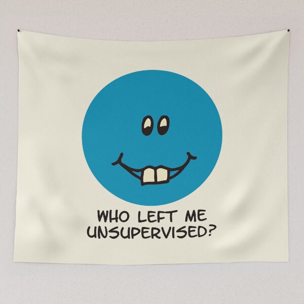 Item preview, Who Left Me Unsupervised Funny Blue Face Design designed and sold by Victor Shadehorn.