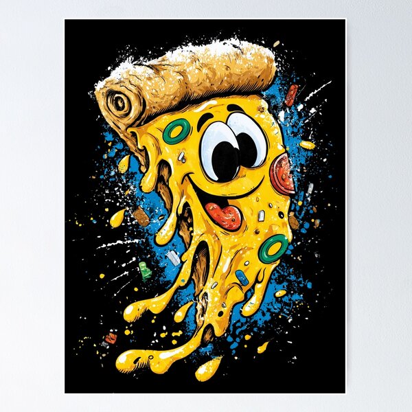 Item preview, Happy Pizza Slice Graphic Paint Splatter Art designed and sold by TheColorKey.