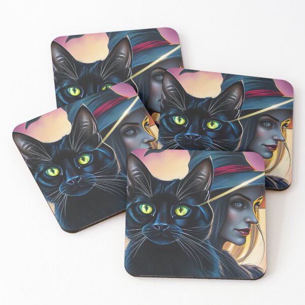 Item preview, The Witch and Her Black Cat Companion designed and sold by ArtComixHaven.