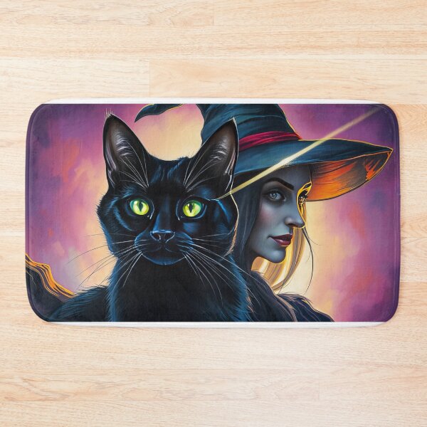 Item preview, The Witch and Her Black Cat Companion designed and sold by ArtComixHaven.