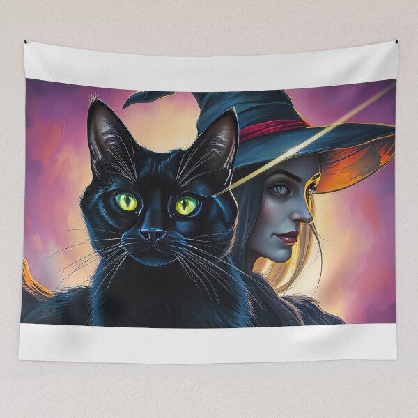 Item preview, The Witch and Her Black Cat Companion designed and sold by ArtComixHaven.