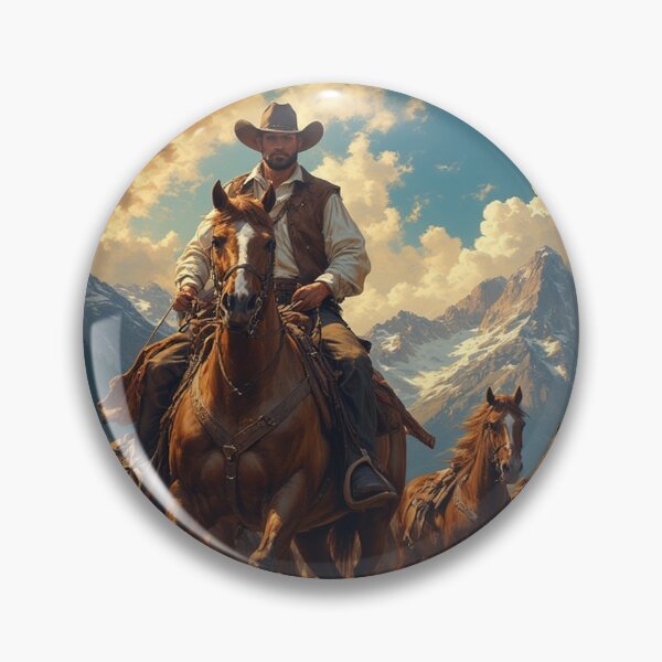 Item preview, Wild West Cowboy Rider – Rustic Western Horseback Scene with Mountains by NegarTv Designs designed and sold by NegarTv Designs.