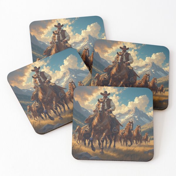Item preview, Wild West Cowboy Rider – Rustic Western Horseback Scene with Mountains by NegarTv Designs designed and sold by NegarTv Designs.