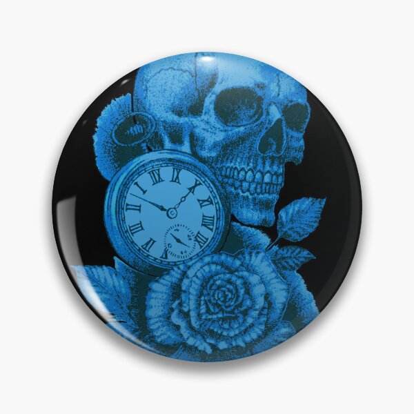 Item preview, Skull Timepiece & Rose in Blue designed and sold by TheTattooGuy.