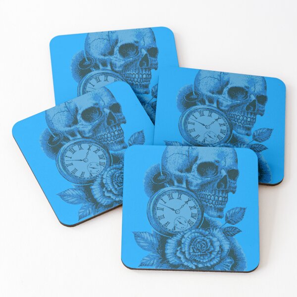Item preview, Skull Timepiece & Rose in Blue designed and sold by TheTattooGuy.