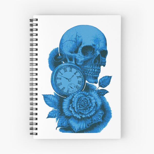 Item preview, Skull Timepiece & Rose in Blue designed and sold by TheTattooGuy.