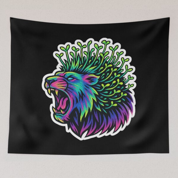 Item preview, Neon Microgreen Lion – Psychedelic Animal Art | Microgreen Animals designed and sold by JacobKAurumhead.