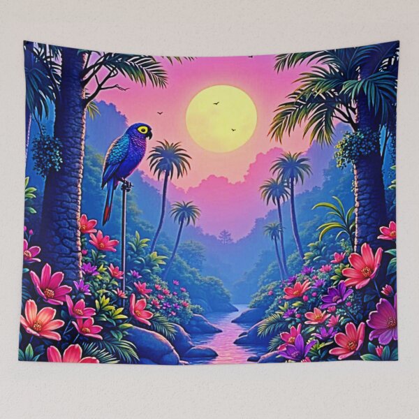 Item preview, Jungle Moon Blue Parrot Paradise designed and sold by Health And Fitness Posts e-Store.
