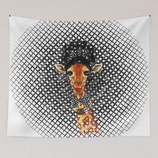Item preview, Chic Giraffe in Black Lace and Pearl Necklace | African Queen designed and sold by Hen-C-Art.