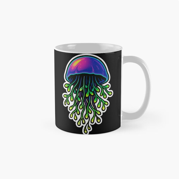 Aperçu de l'œuvre Méduse micro-pousses fluo – Art animalier psychédélique | Micro-pousses créée et vendue par JacobKAurumhead.