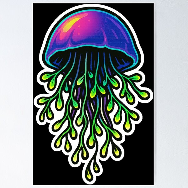 Item preview, Neon Microgreen Jellyfish – Psychedelic Animal Art | Microgreen Animals designed and sold by JacobKAurumhead.