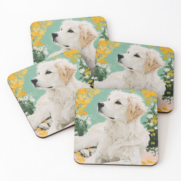Item preview, Golden Retriever Oil Painting – Peaceful Dog Art with Autumn Leaves designed and sold by Gino By Design.