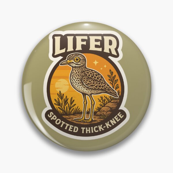 Item preview, Spotted Thick-knee LIFER – Retro Birdwatching Sticker designed and sold by The Digital Compass.
